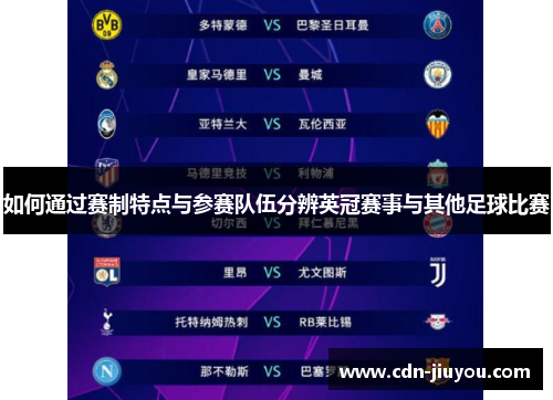 如何通过赛制特点与参赛队伍分辨英冠赛事与其他足球比赛