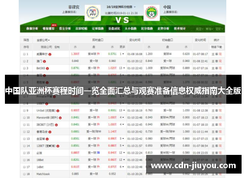 中国队亚洲杯赛程时间一览全面汇总与观赛准备信息权威指南大全版